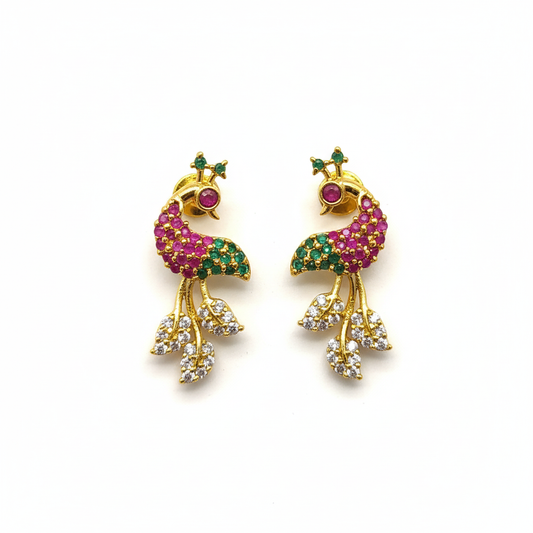 Peacock Earrings White BG - Image 2