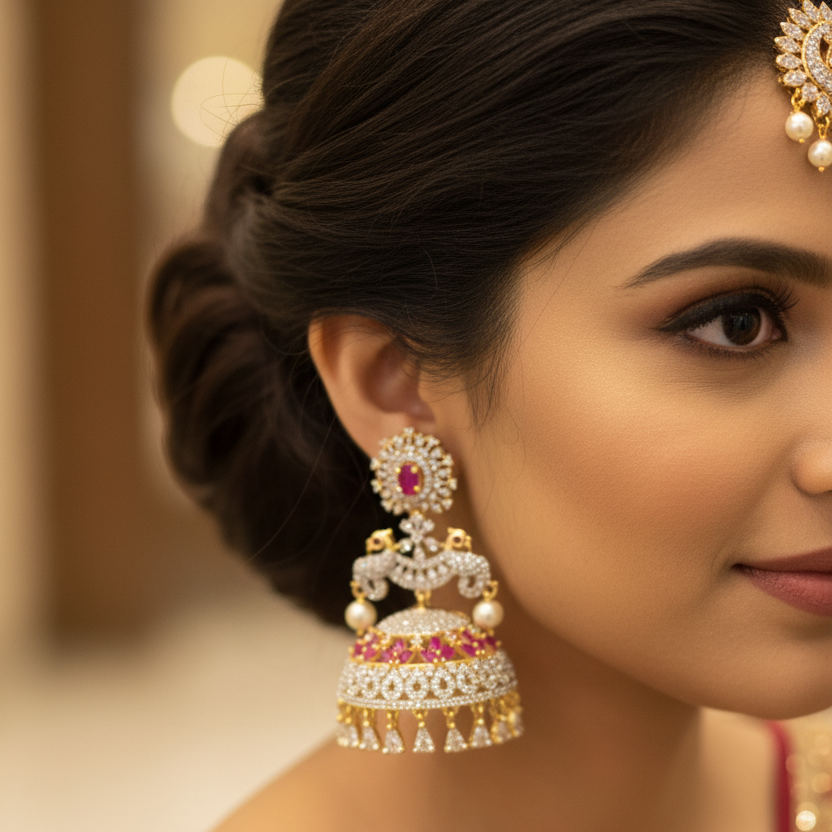 Peacock Jhumka Ruby Pink – Lifestyle