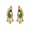 Peacock Polki Emerald Earrings - White Background