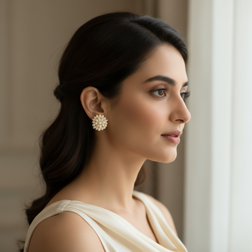 pearl cluster stud earrings