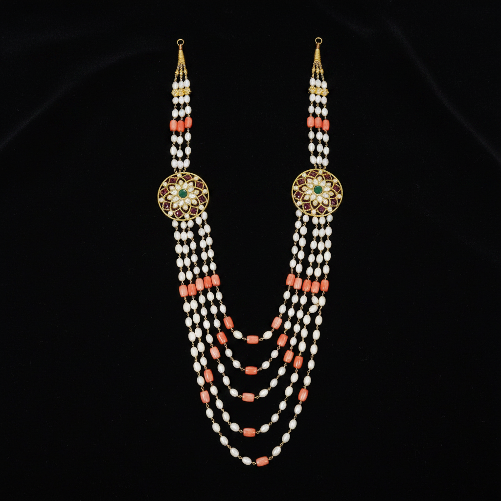 Pearl Coral Double Medallion - Flat Lay