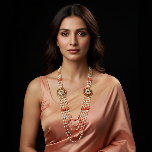 Pearl Coral Double Medallion - Model Wear