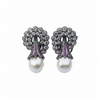 Pearl Drop Earrings White Background - Pink