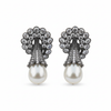 Pearl Drop Earrings White Background - Silver