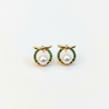Pearl Studs - Green CZ