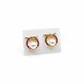 Pearl Studs - Red CZ