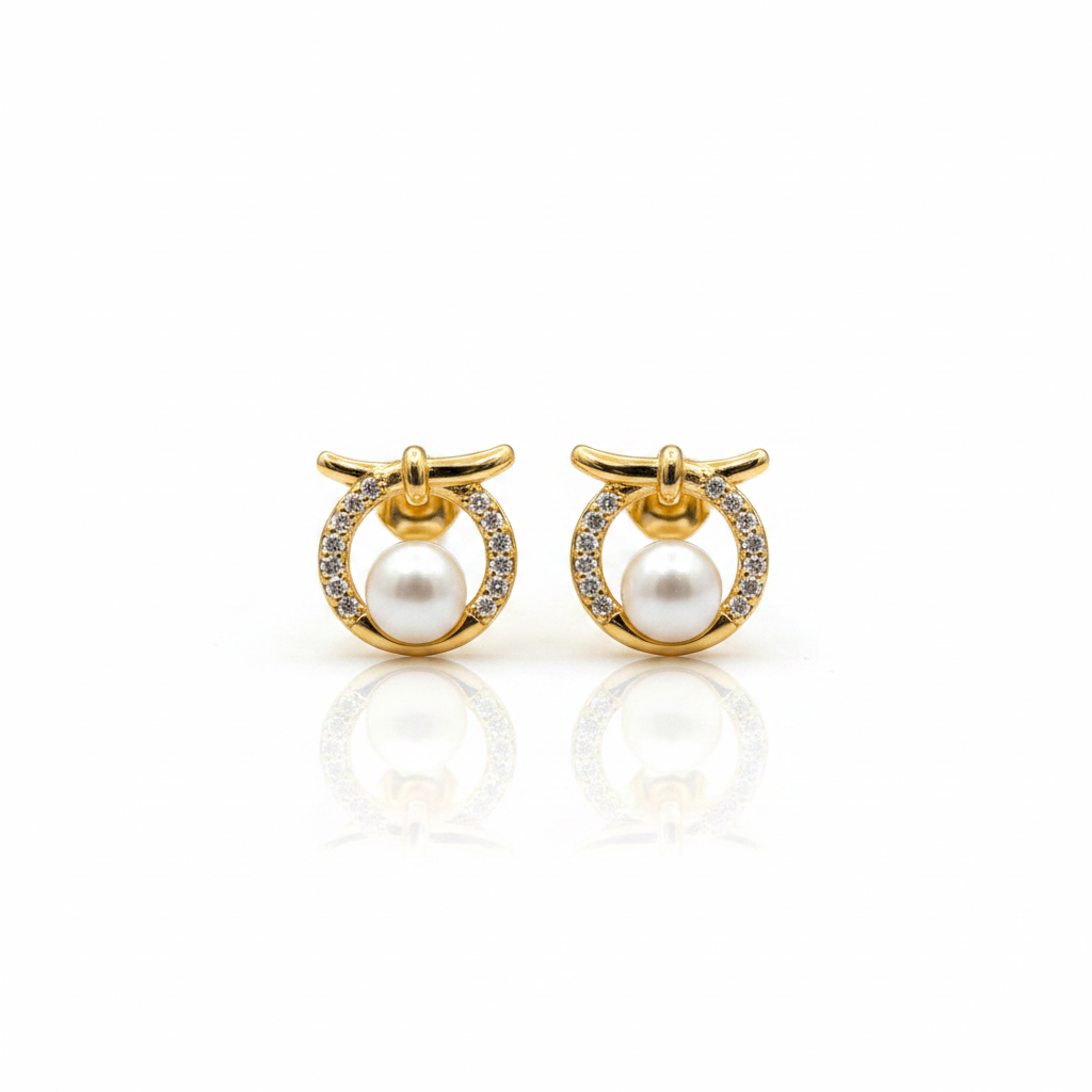 Pearl Studs - White CZ
