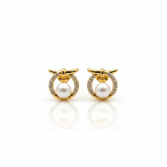 Pearl Studs - White CZ