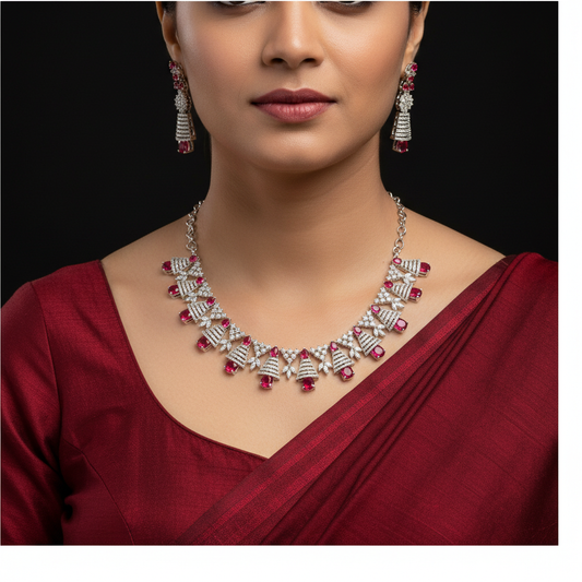 Pink CZ necklace set
