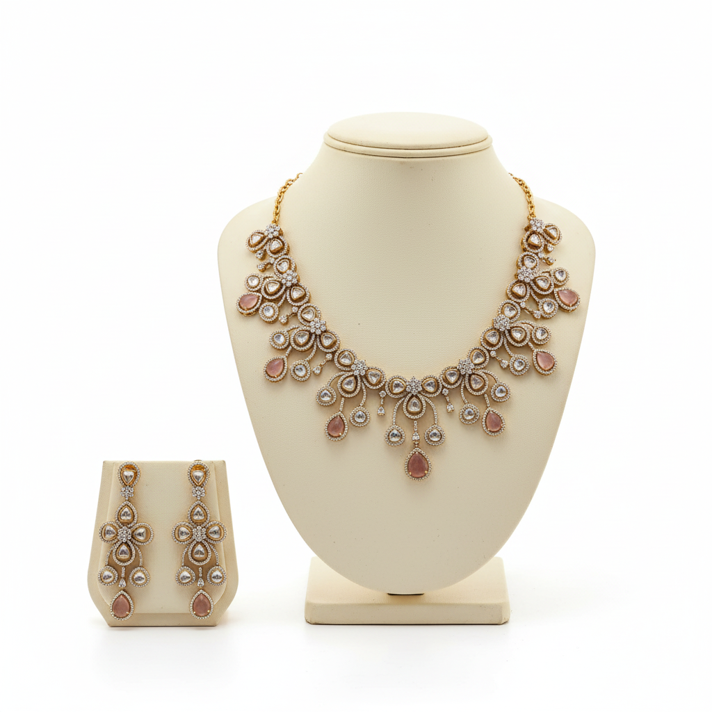 Pink Kundan Set Mannequin Display