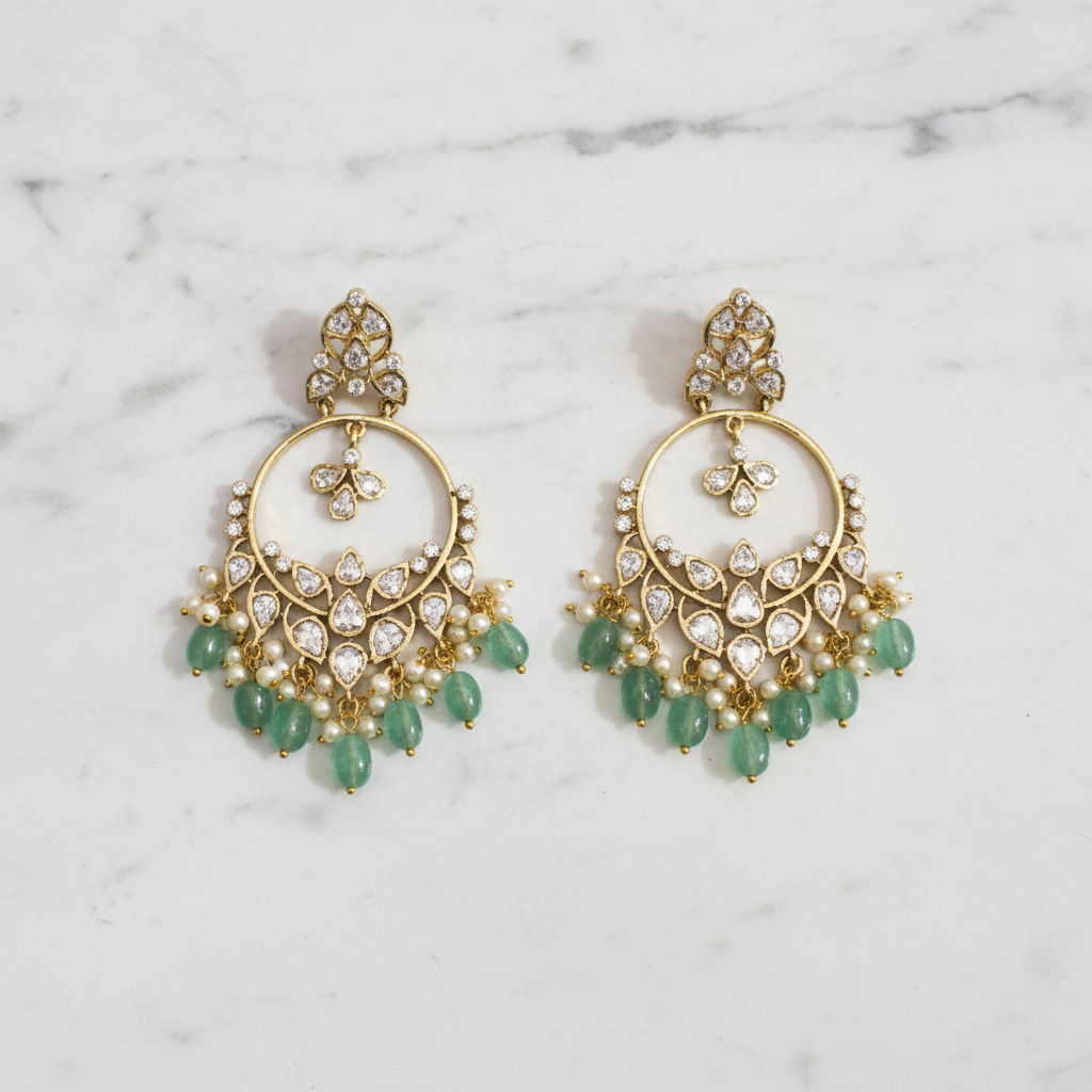 Polki Chandbali Flat Lay