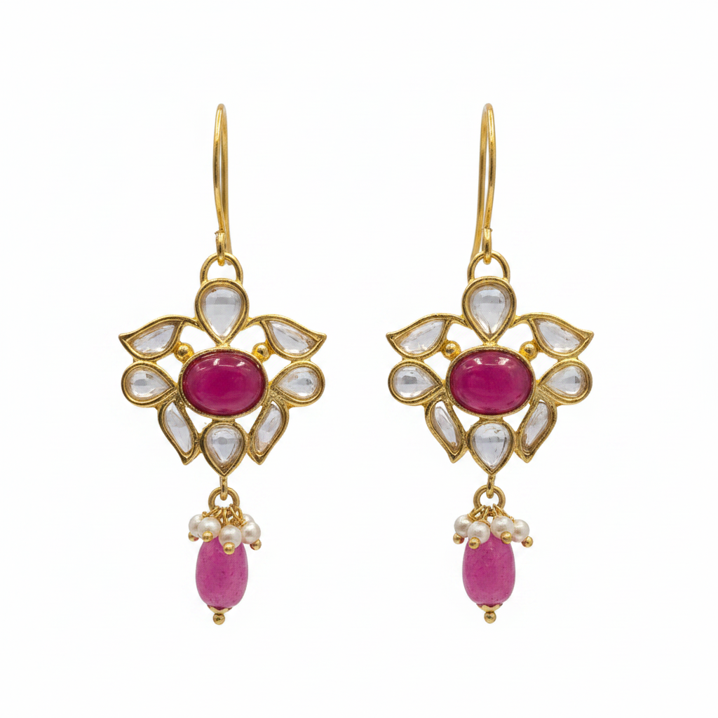 Polki Earrings White Background