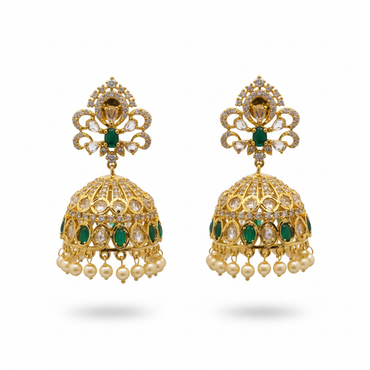Polki Jhumka Emerald Variant