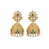 Polki Jhumka - Emerald - White Background