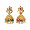 Polki Jhumka - Multi Colour - White Background