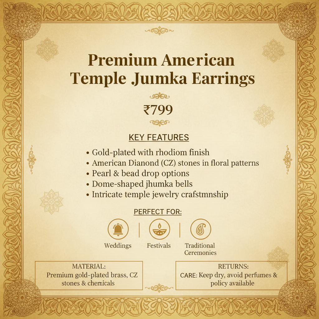 Premium Temple Jhumka Earrings Product Card