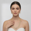 24K Gold Plated Zircon Long Necklace Set - South Indian Traditional Design