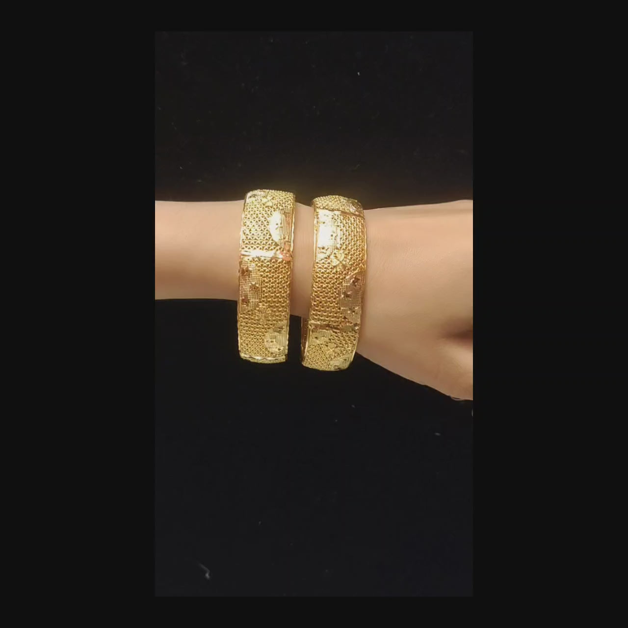 Broad Gold Bangles - One Gram Gold Plated 1 Inch Wide | Asp Fashion