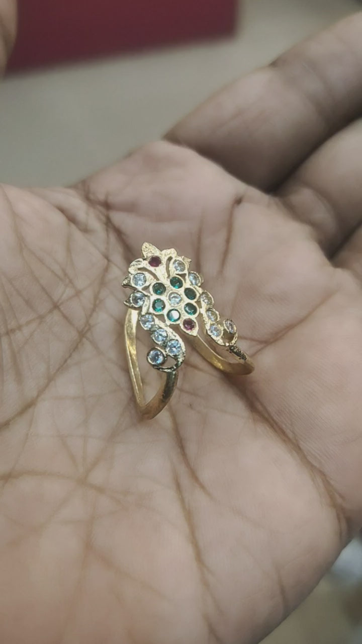 Panchloha Zircon Vanki Ring for Women - Free Size Anti-Tarnish