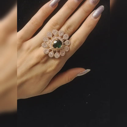 Pastel Green American Diamond Ring By Asp Fashion Jewellery