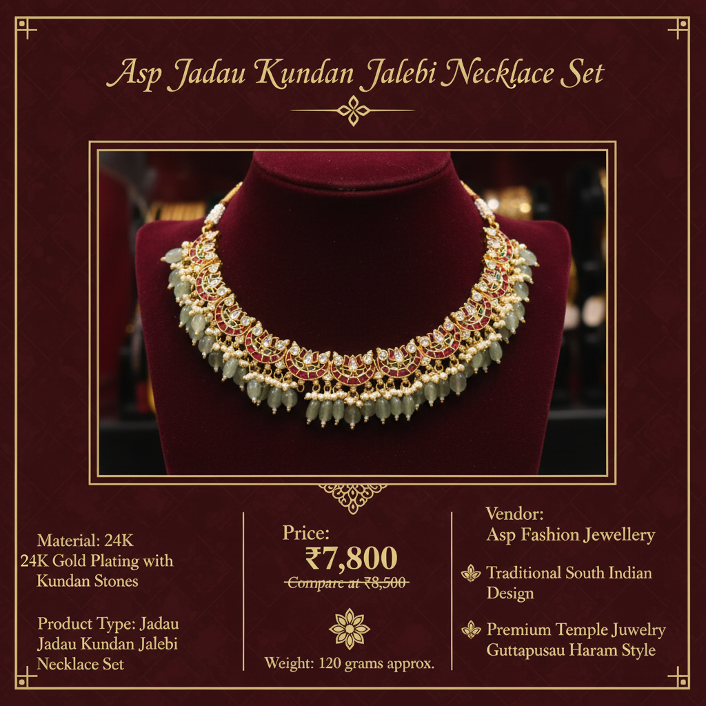 Product specification image for Jadau Kundan necklace