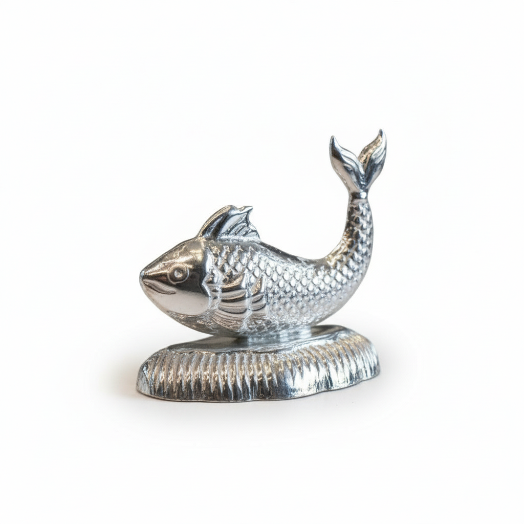 Pure Silver Fish on White Background