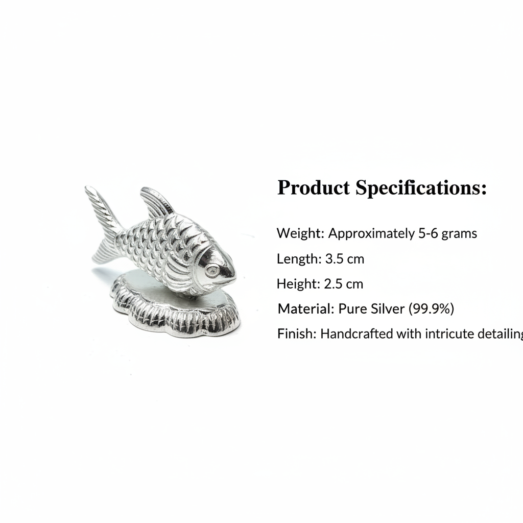 Pure Silver Fish with Specifications - View 2