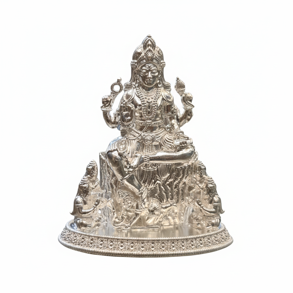 Pure Silver Lord Dakshinamurthy Idol - White Background
