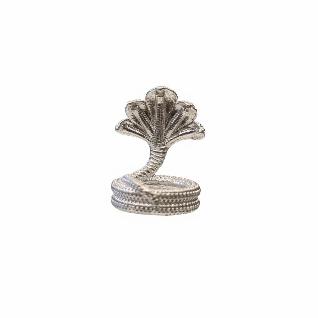 Pure Silver Panchmukhi Nag with White Background