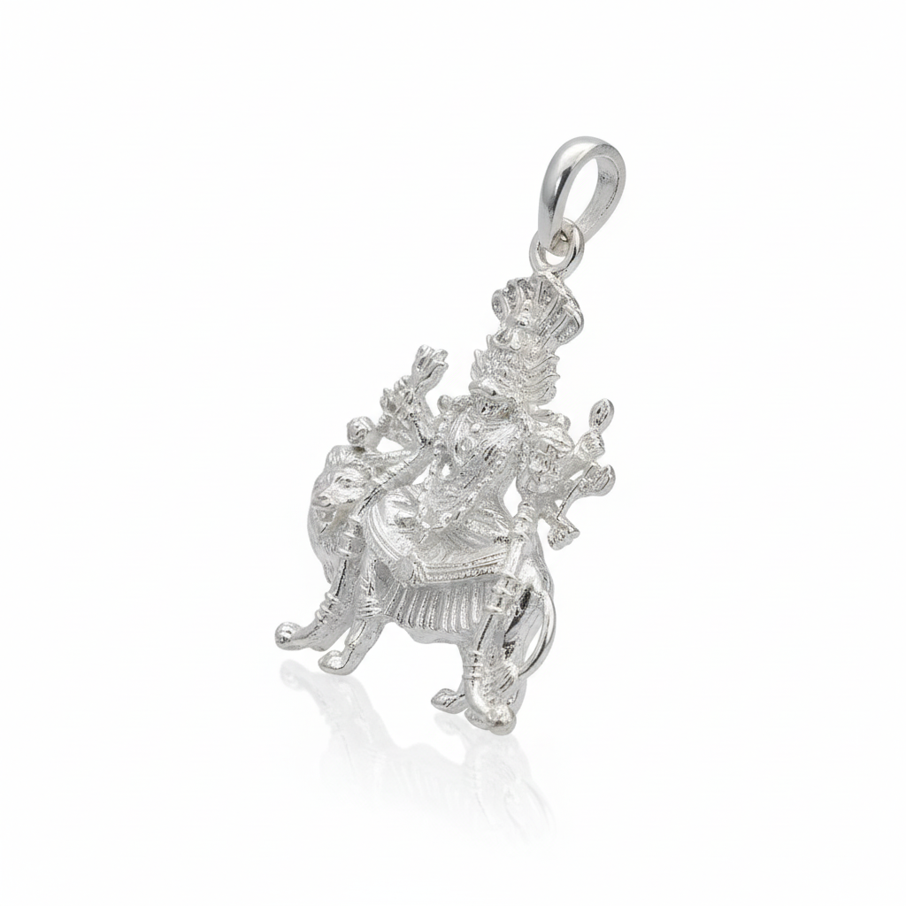 Pure Silver Pratyangira Devi Locket - Premium White Background