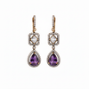 Purple Amethyst CZ Halo Drop Earrings