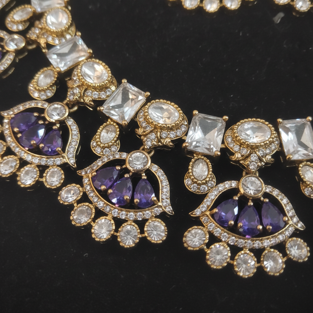 Purple gemstone jewelry detail close-up