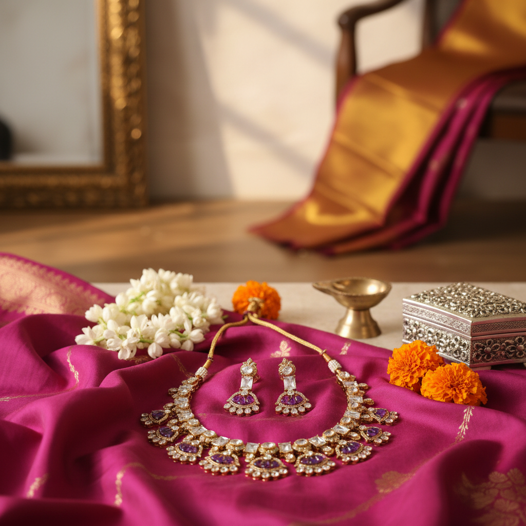 Purple gemstone jewelry lifestyle image