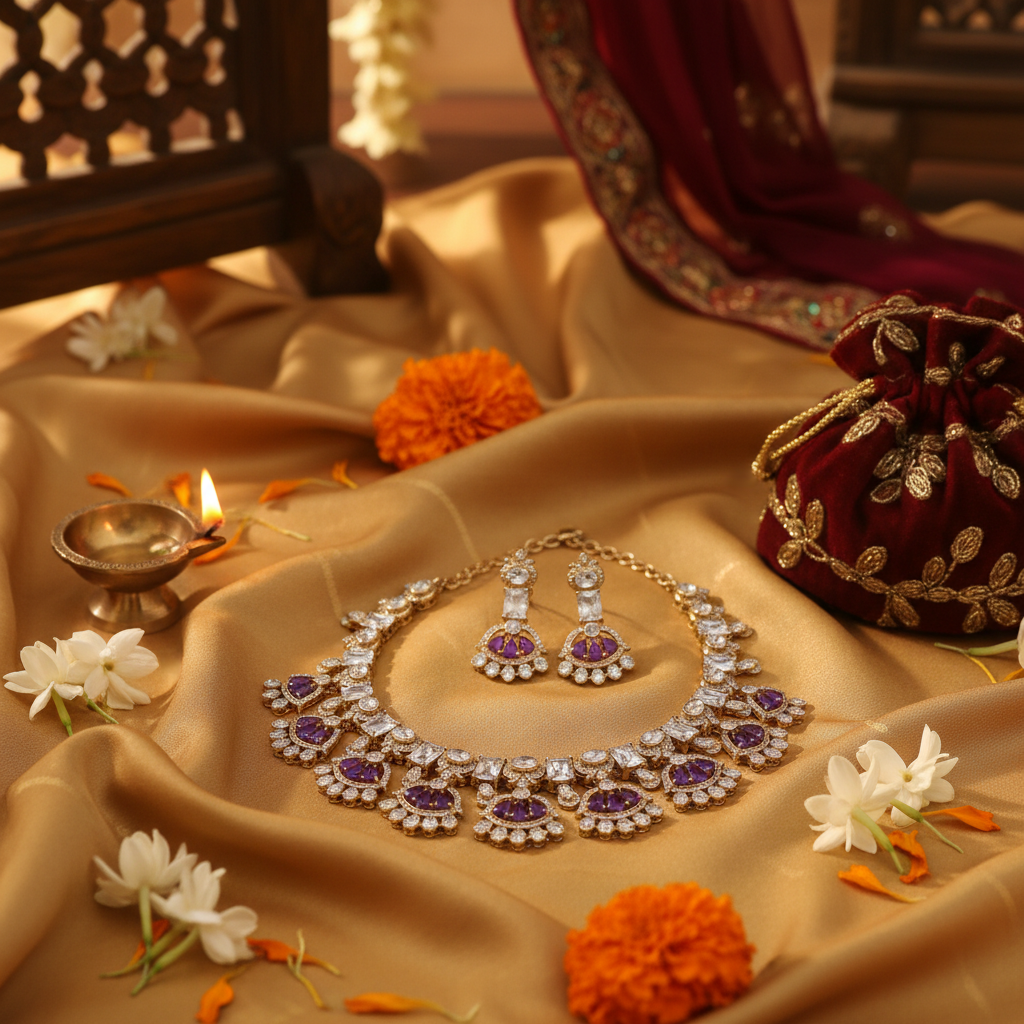 Purple gemstone jewelry lifestyle image