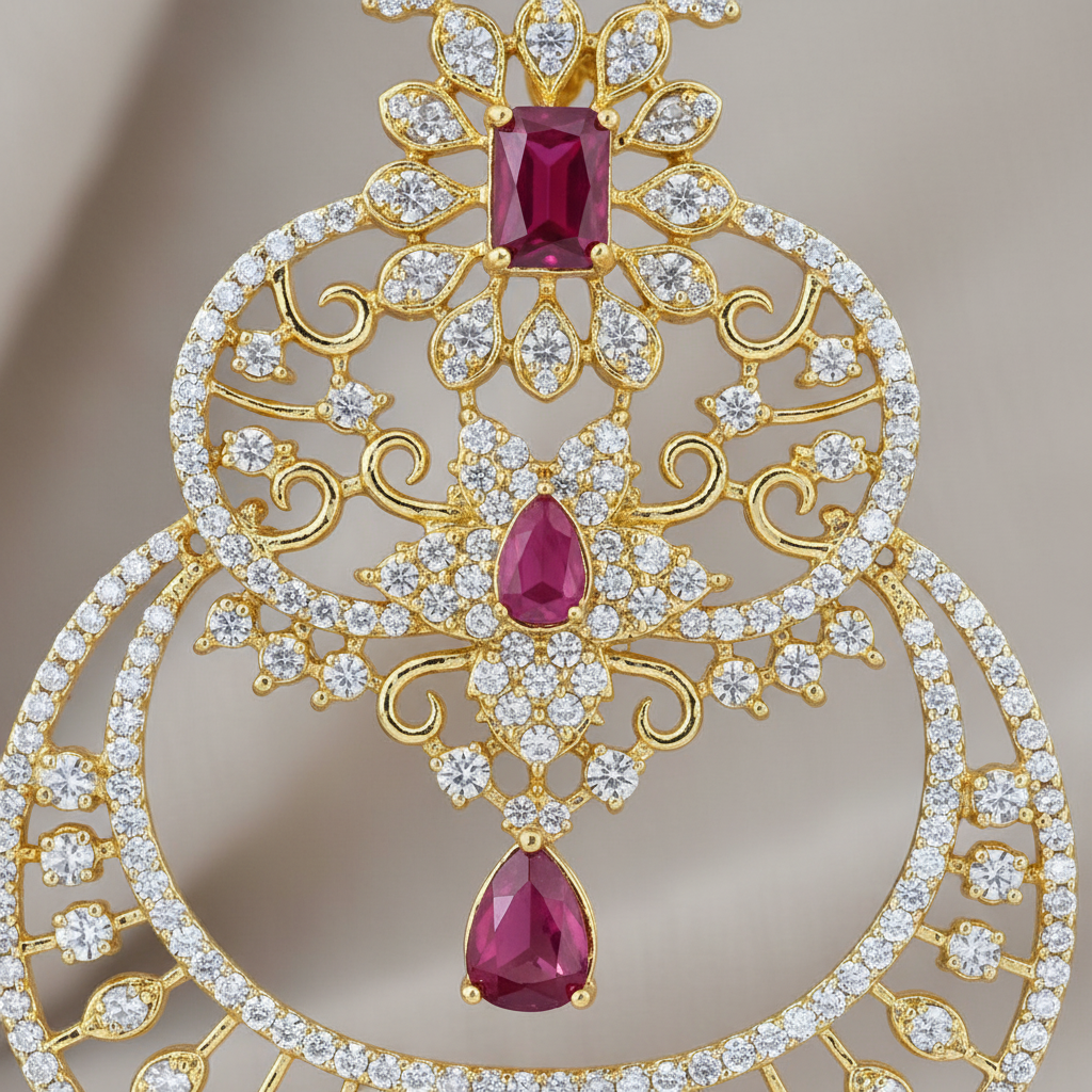 Red Chandbali Detail