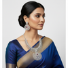 Rhodium Silver AD Ruby Necklace Set -