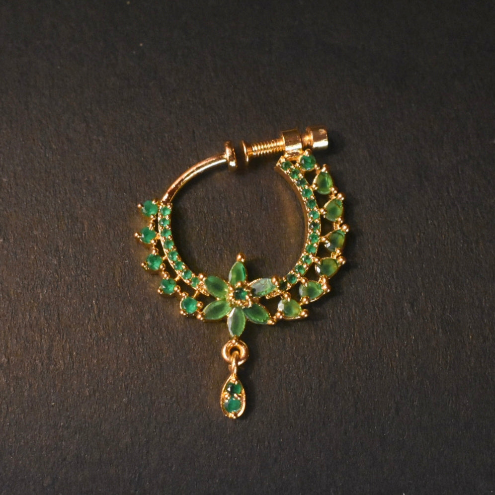 24K Gold Plated South Indian Nath 3cm | No Piercing Nose Ring - 6 Colors