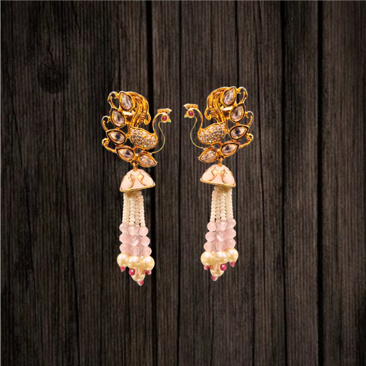 Adorn Yourself with Asp Fashion's Elegant Kundan Peacock Jhumka Earrings Set