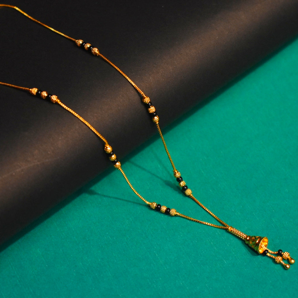 Sophisticated 18-Inch Black Beads Mangalsutra | 24K Gold Plated | Business Wear
