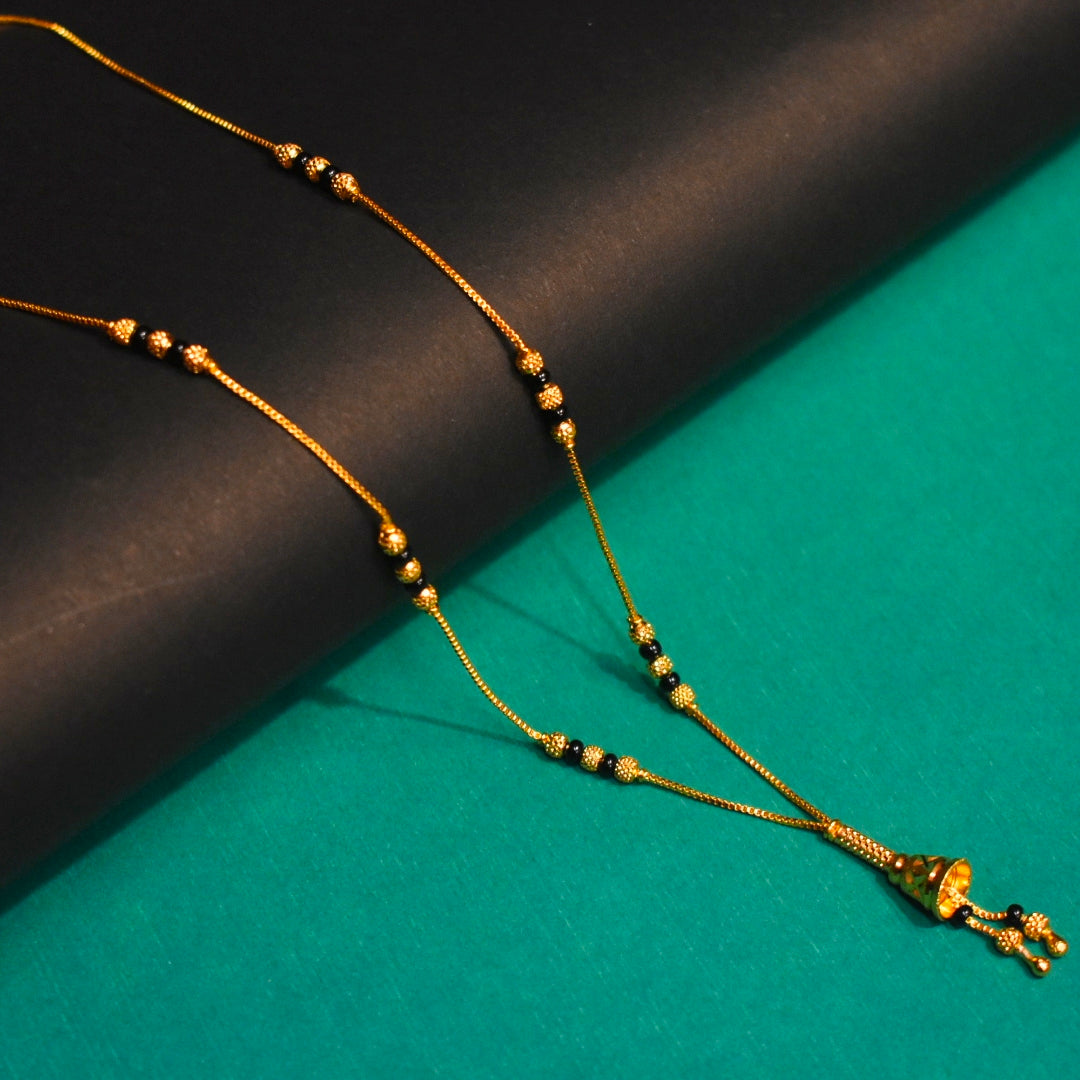 Sophisticated 18-Inch Black Beads Mangalsutra | 24K Gold Plated | Business Wear