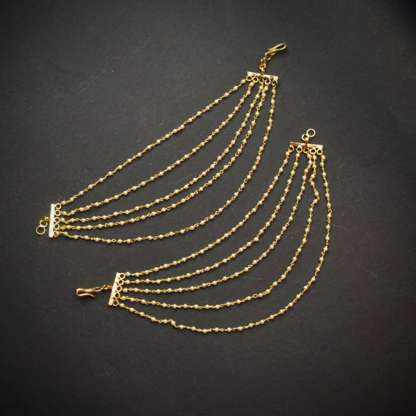 Asp 24K Gold Plated 5 Lines Pearls Champaswaralu/Earchains
