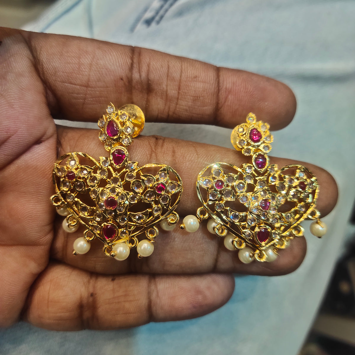 Long Zircon Mango Necklace Set - 24K Gold Plated