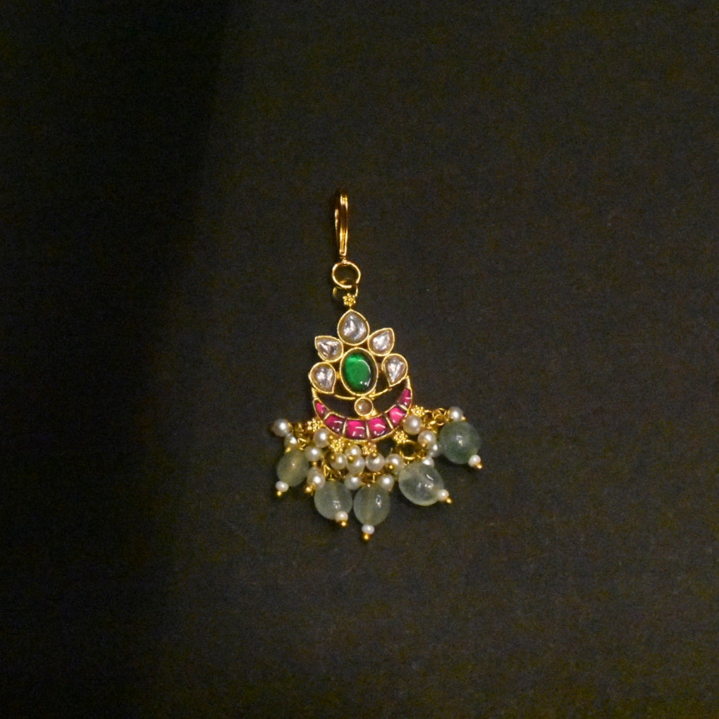 Classic Gold Plated Jadau Kundan Maang Tikka