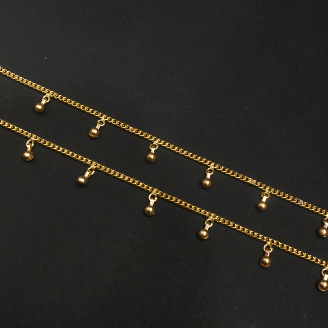 24K Gold Plated Simple Design Anklets - 10 Inches