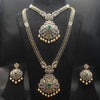 Green Zircon Long & Short Necklace Combo Set - Rhodium Gold Plated Bridal Jewelry