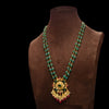 Asp Silver Jadau Kundan Pendant With Emeralds Beaded Necklace