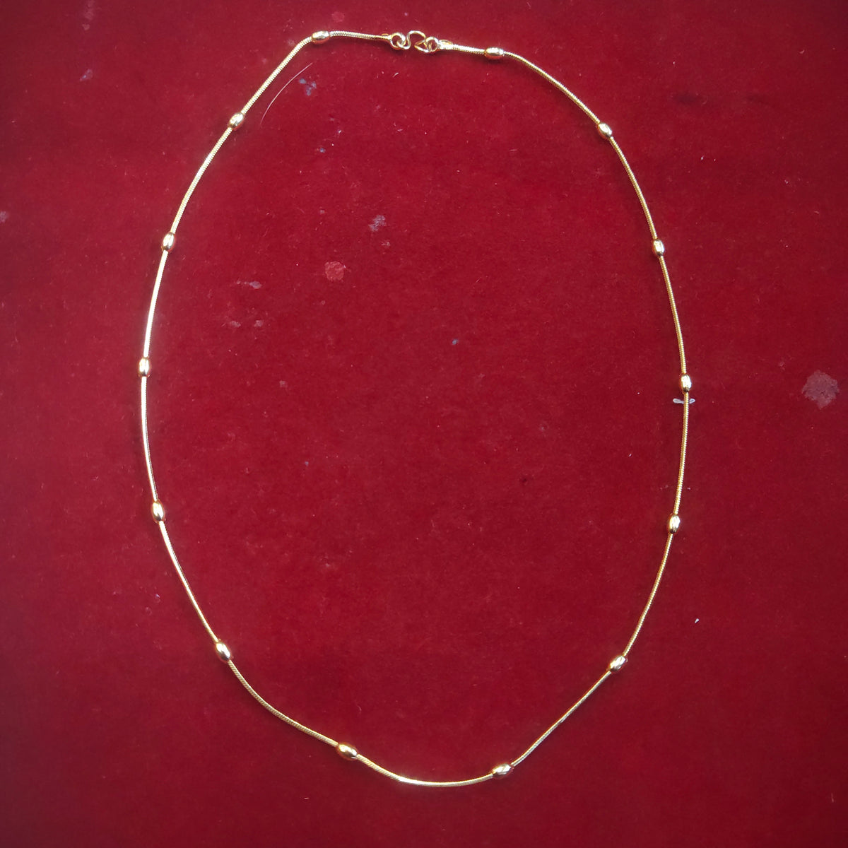 Delicate Gold Chain Necklace with Oval Beads - 18 Inches 13253251055