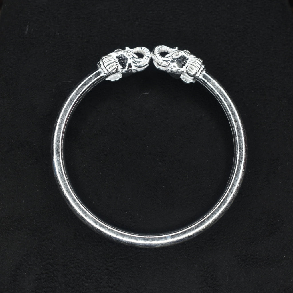 Majestic Silver Elephant Face Kada for Men - Traditional Indian Bracelet