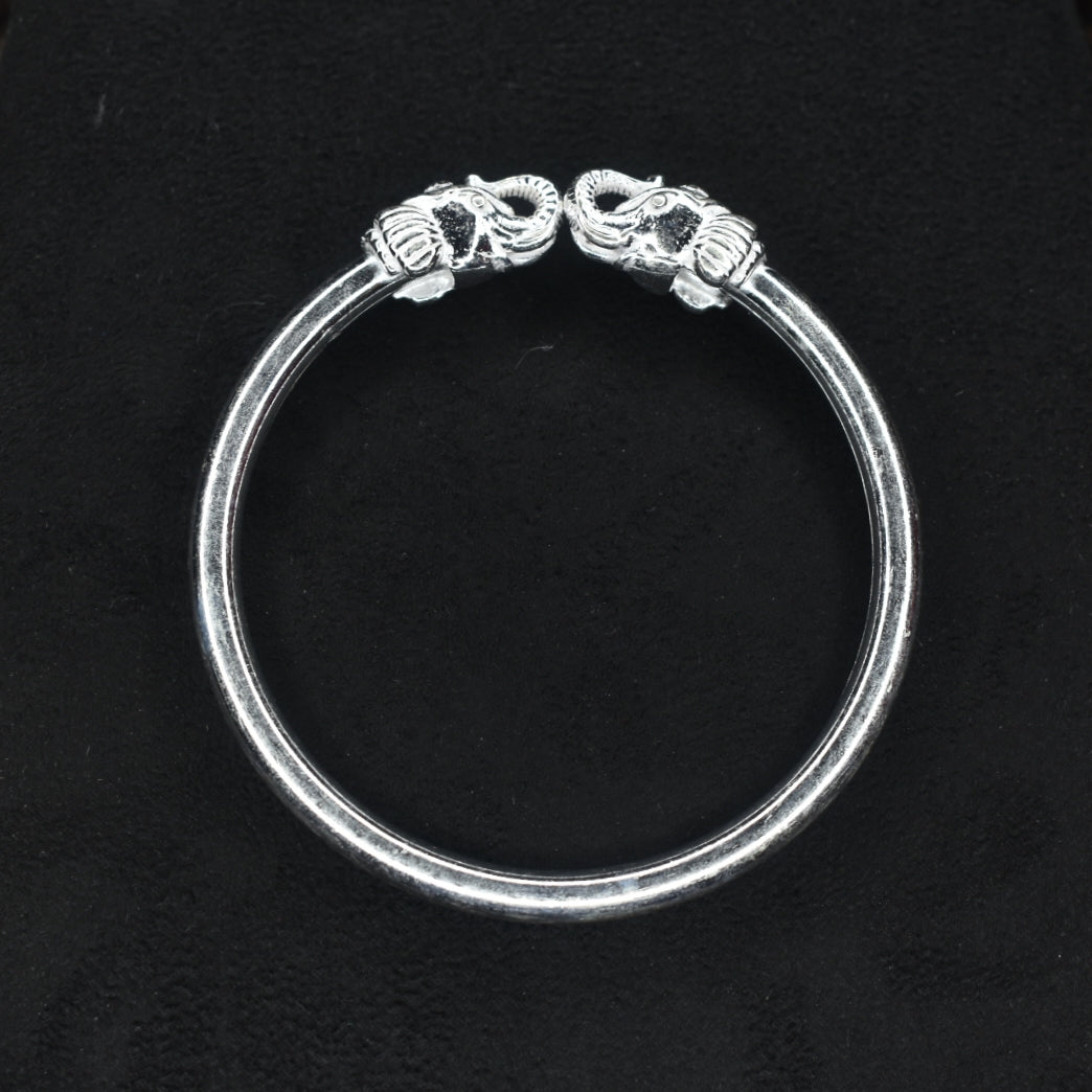 Majestic Silver Elephant Face Kada for Men - Traditional Indian Bracelet
