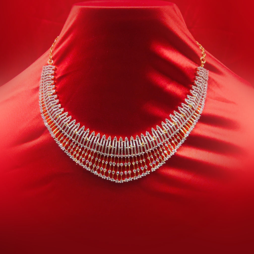 Glamorous American Diamond Necklace Set - Show-Stopping Bridal Jewellery
